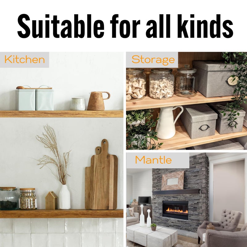 EVALD Heavy Duty Floating Shelf Bracket | 8-Inch Floating Mantel Mount, Blind Shelf Supports, and Anchors | Floating Shelf Hardware for Home and Office Decor | Fireplace Mantel Brackets (4 Pack) - Image 4
